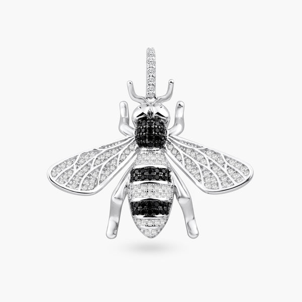 Rhodium Plated 925 Sterling Silver Hornet CZ Pendant - SLP00349 | Silver Palace Inc.