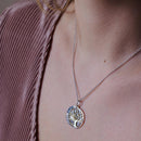 Collar con colgante de árbol redondo en plata de ley 925 bicolor - SOP00064