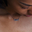 Rhodium Plated 925 Sterling Silver CZ MOM Necklace - SOP00105