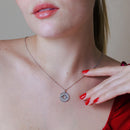 Collar con colgante de disco recortado con estrella en plata de ley 925 rodiada - SOP00156