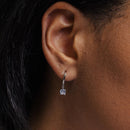 925 Sterling Silver 12.5mm Dangling Clear CZ Hoop Earring - SRE00001