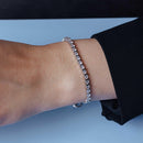 Rhodium Plated 925 Sterling Silver CZ Lariat Bracelet - STB00553