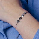 Pulsera de cadena de lazo de 4 discos en plata de ley 925 rodiada - STB00610