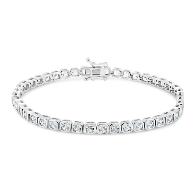 Rhodium Plated 925 Sterling Silver Square CZ 4mm Tennis Bracelet - STB00623 | Silver Palace Inc.