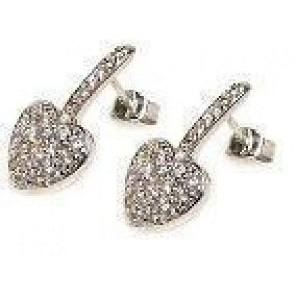 Silver 925 Rhodium Plated Heart CZ Stud Earrings - STE00175 | Silver Palace Inc.