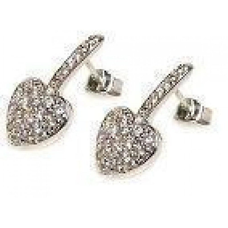 Silver 925 Rhodium Plated Heart CZ Stud Earrings - STE00175 | Silver Palace Inc.
