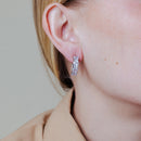 Pendientes de aro de plata 925 chapados en rodio con circonita cúbica transparente - STE00615