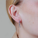 Silver 925 Rhodium Plated Baguette and Round CZ Climbing Earrings - STE01068