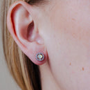 Rhodium Plated 925 Sterling Silver Clear Multi CZ Stud Earring 7.5mm - STE01204CLR