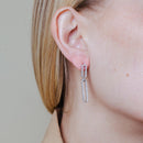 Rhodium Plated 925 Sterling Silver Dangling CZ Paperclip Earring - STE01311