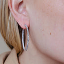 Rhodium Plated 925 Sterling Silver Eternity Clear CZ Hoop Earring 40mm - STE01340
