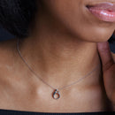 Collar con colgante familiar chapado en rodio con circonita transparente de plata 925 - STP00192