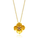 Silver 925 Gold Plated Clear CZ Flower Pendant Necklace - STP00940 | Silver Palace Inc.