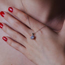 Collar solitario de circonita cúbica transparente redonda en plata de ley 925 rodiada - STP01628RH