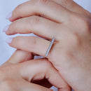 Silver 925 Rhodium Plated Channel Clear CZ Bar Ring - STR00989