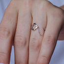 Anillo de alambre de trébol abierto chapado en rodio de plata 925 - STR01003