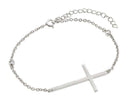 Silver 925 Rhodium Plated Sideways Cross Bracelet - BGB00116 | Silver Palace Inc.