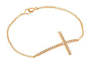 Silver 925 Rose Gold Plated Sideways Cross CZ Bracelet - BGB00147 | Silver Palace Inc.
