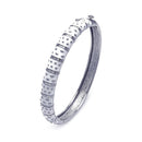 Silver 925 Rhodium Plated White Enamel CZ Bangle Bracelet - BGG00030 | Silver Palace Inc.