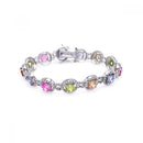 Silver 925 Rhodium Plated Multiple Multicolor Round CZ Bracelet - BGB00008 | Silver Palace Inc.