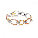 Closeout-Silver 925 Rose Gold and Gold and Rhodium Plated Multiple Open Circle CZ Bracelet - BGB00014 | Silver Palace Inc.
