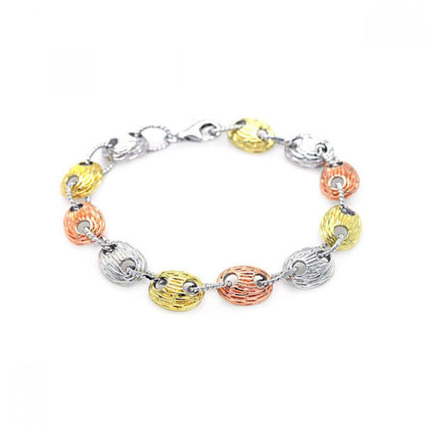 Closeout-Silver 925 Rhodium Plated Multicolor Round Bracelet - BGB00025 | Silver Palace Inc.