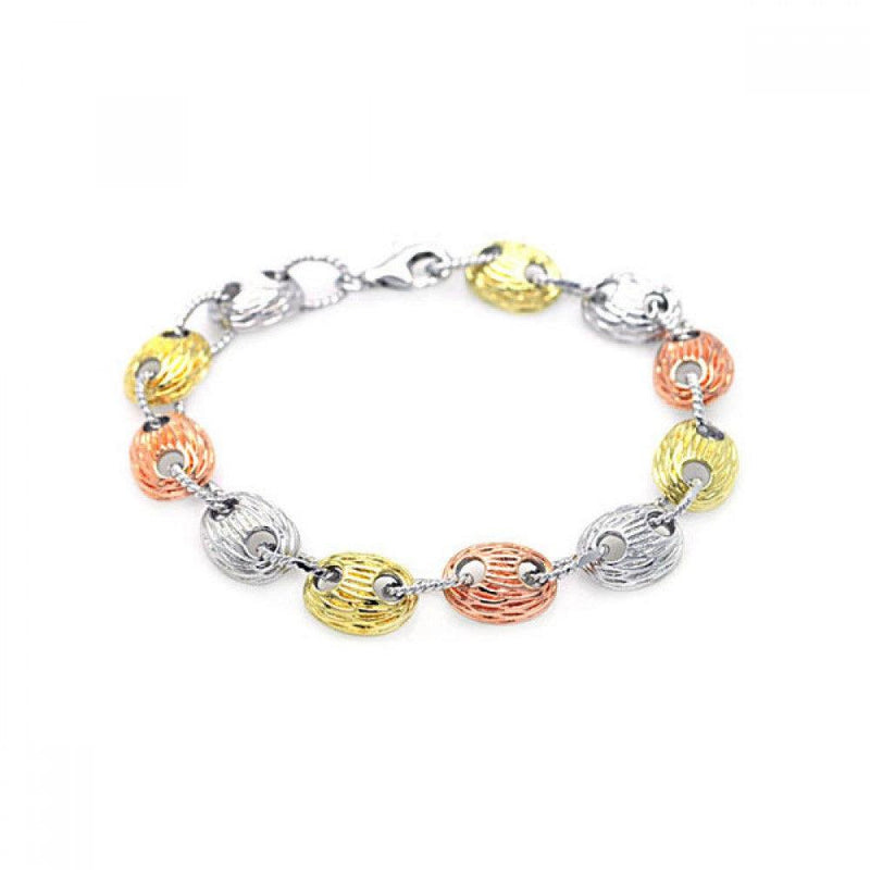 Closeout-Silver 925 Rhodium Plated Multicolor Round Bracelet - BGB00025 | Silver Palace Inc.