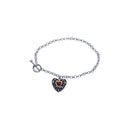 Closeout-Silver 925 Rhodium Plated Dangling Red Heart CZ Inlay Bracelet - BGB00064 | Silver Palace Inc.