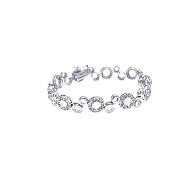 Closeout-Silver 925 Rhodium Plated Clear CZ Open Bubble Bracelet - STB00055 | Silver Palace Inc.
