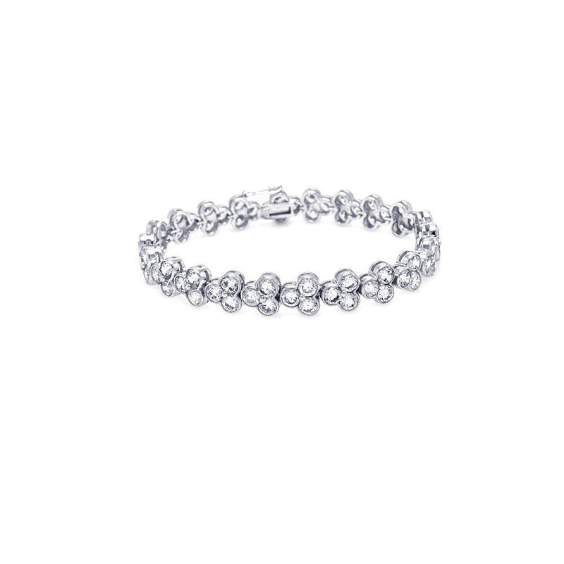 Closeout-Silver 925 Rhodium Plated Clear CZ Tennis Bracelet - STB00145 | Silver Palace Inc.