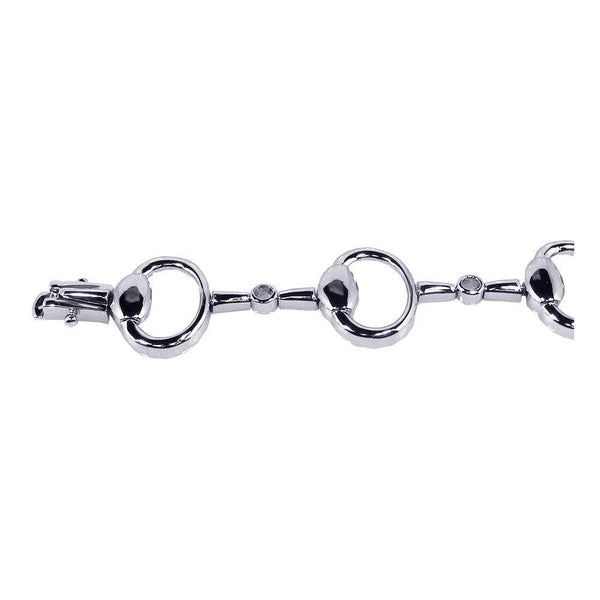 Closeout-Silver 925 Rhodium Plated Open Multi Oval Link Bracelet - STB00257 | Silver Palace Inc.
