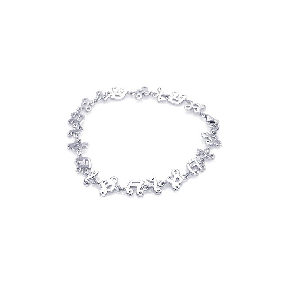 Silver 925 Rhodium Plated Music Note Tennis Bracelet - STB00301