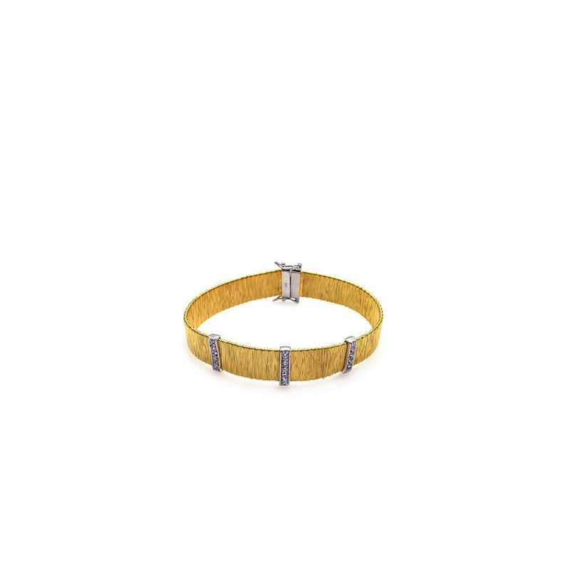 Closeout-Silver 925 Rhodium and Gold Plated Clear CZ Bracelet - STB00369 | Silver Palace Inc.