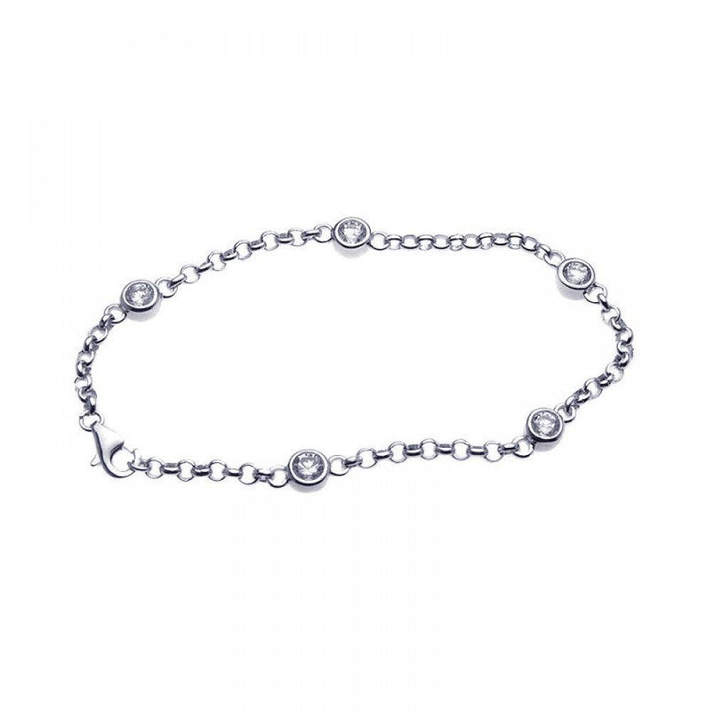 Silver 925 Rhodium Plated Clear CZ Bracelet - STB00382 | Silver Palace Inc.