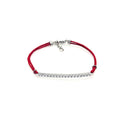 Silver 925 Rhodium Plated Clear CZ ID Red Cord Bracelet - STB00401 | Silver Palace Inc.