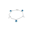 Silver 925 Rhodium Plated Cross and Evil Eye Charm Bracelet - STB00403 | Silver Palace Inc.