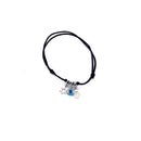 Silver 925 Rhodium Plated Star of David Evil Eye and Hamsa Black Cord Bracelet - STB00405 | Silver Palace Inc.