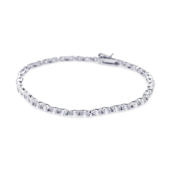 Silver 925 Rhodium Plated Round Clear CZ Tennis Bracelet - STB00424 | Silver Palace Inc.