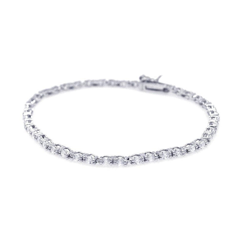 Silver 925 Rhodium Plated Round Clear CZ Tennis Bracelet - STB00424 | Silver Palace Inc.