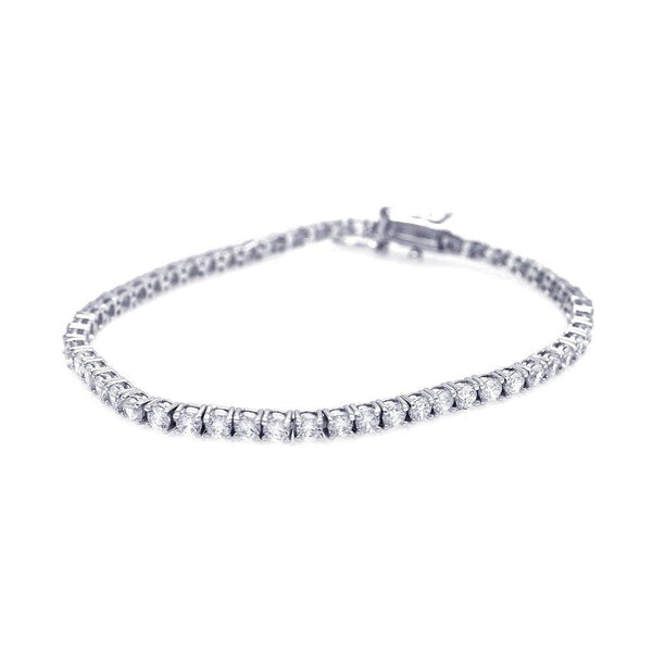 Silver 925 Rhodium Plated 3.3mm Clear CZ Tennis Bracelet - STB00427 | Silver Palace Inc.