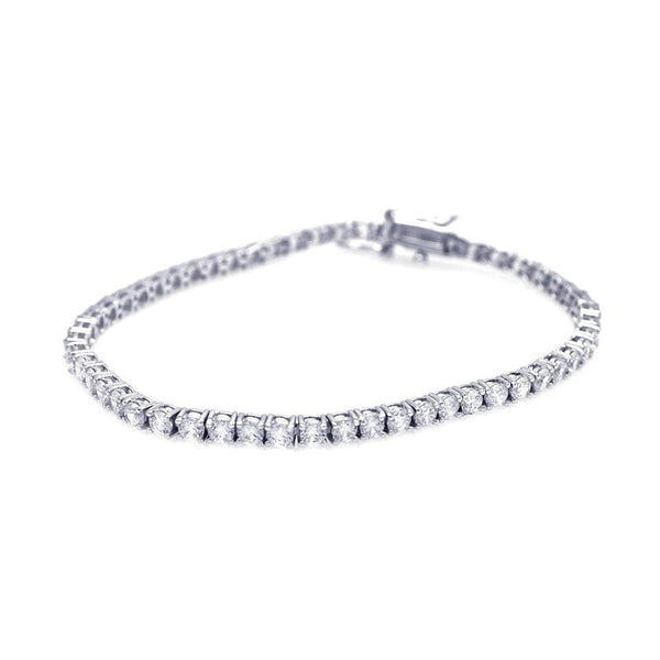 Silver 925 Rhodium Plated 3.3mm Clear CZ Tennis Bracelet | Silver