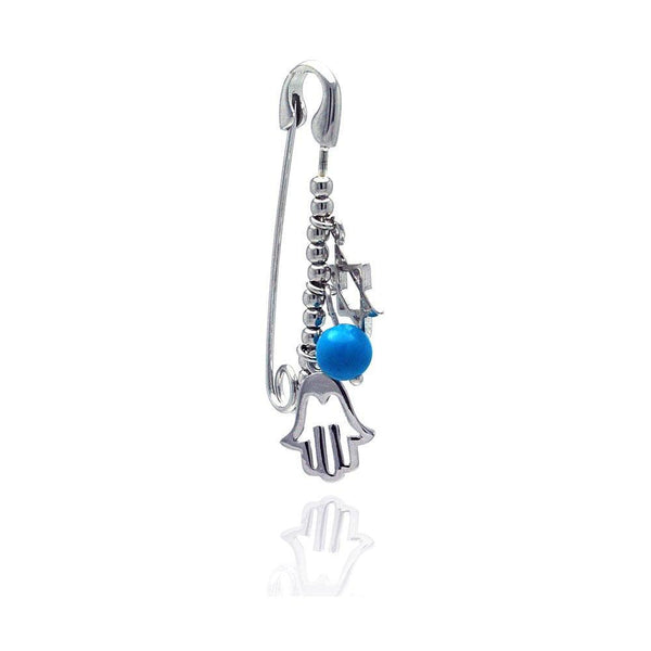 Silver 925 Rhodium Plated Clear CZ Hamsa Pin Pendant - STP01058 | Silver Palace Inc.