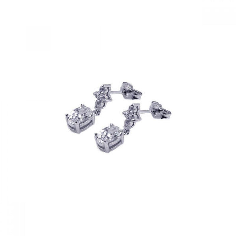 Silver 925 Rhodium Plated Micro Pave Clear CZ Dangling Stud Earrings - ACE00005 | Silver Palace Inc.