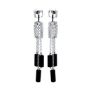 Closeout-Silver 925 Rhodium Plated Clear Black and Clear CZ Stud Dangling Earrings - BGE00022 | Silver Palace Inc.