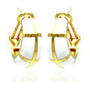 Closeout-Silver 925 Gold Plated White Enamel Lever Back Earrings - BGE00129 | Silver Palace Inc.