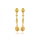 Silver 925 Gold Rhodium Plated Marquis CZ Dangling Stud Earrings - BGE00188 | Silver Palace Inc.