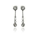 Silver 925 Rhodium Plated Multiple Round CZ Dangling Stud Earrings - BGE00226 | Silver Palace Inc.