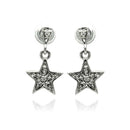 Silver 925 Rhodium Plated Star CZ Inlay Dangling Stud Earrings - BGE00236 | Silver Palace Inc.