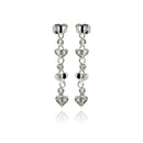Silver 925 Rhodium Plated Multiple Heart Round CZ Dangling Stud Earrings - BGE00247 | Silver Palace Inc.