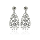 Silver 925 Rhodium Plated Teardrop CZ Dangling Stud Earrings - BGE00255 | Silver Palace Inc.